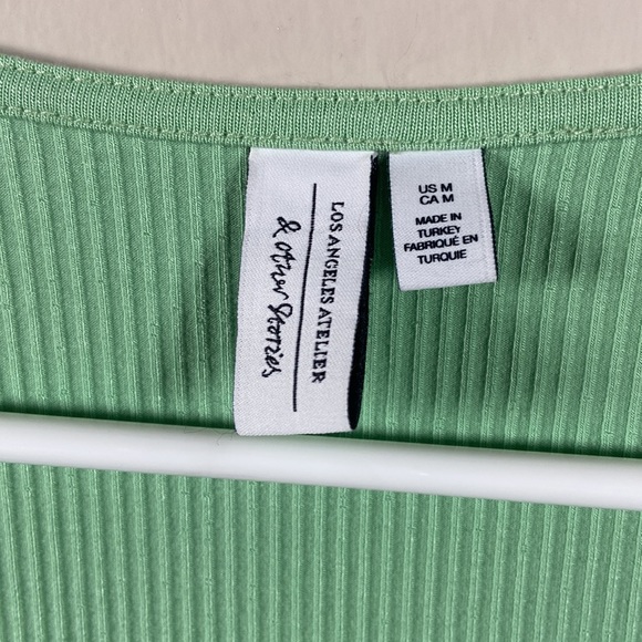 & Other Stories Ribbed Crop Wrap Top in Mint - Picture 5 of 6